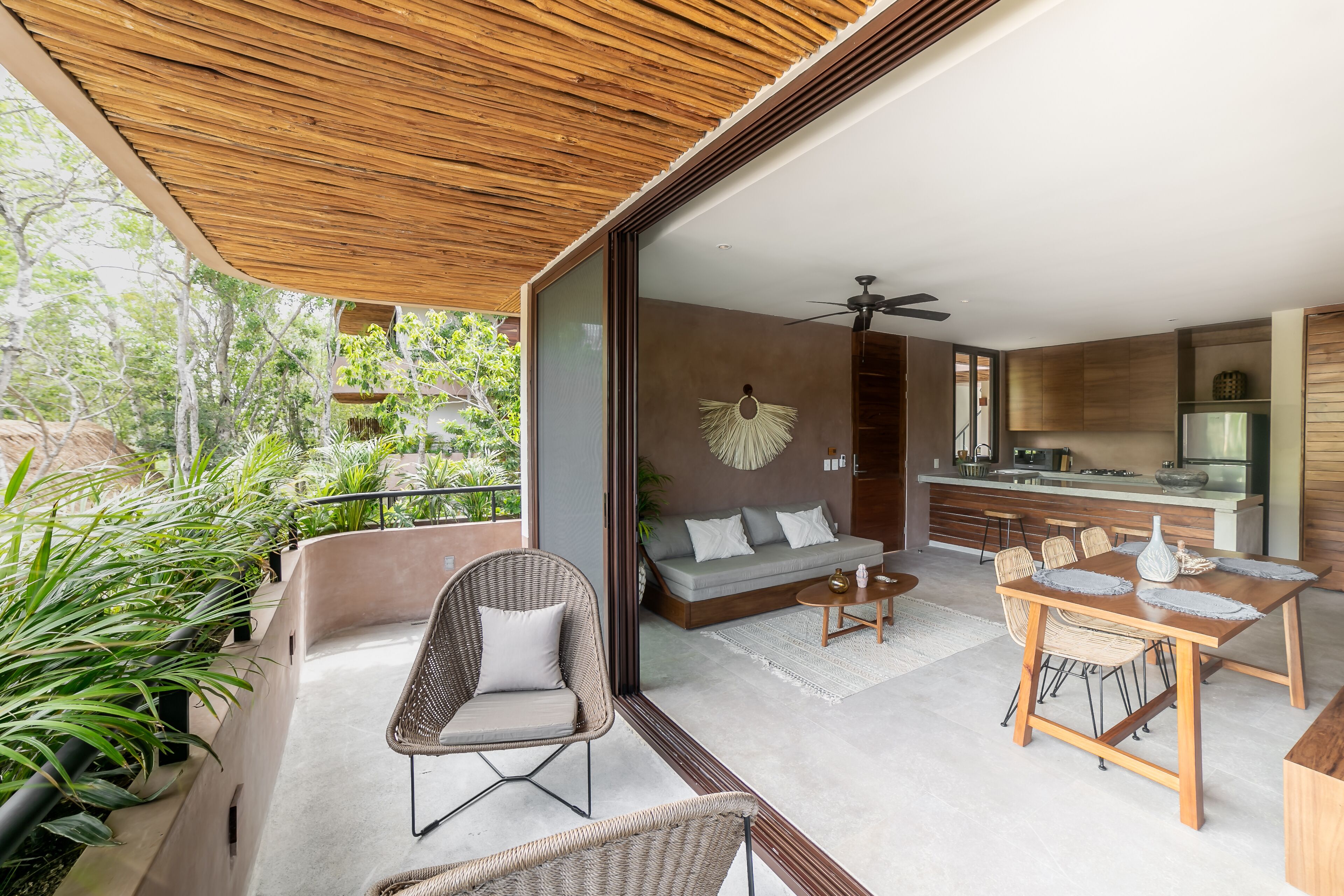 standard apartment, 1 king bed with sofa bed | living area | 55-inch smart tv with digital channels, tv, smart speakers