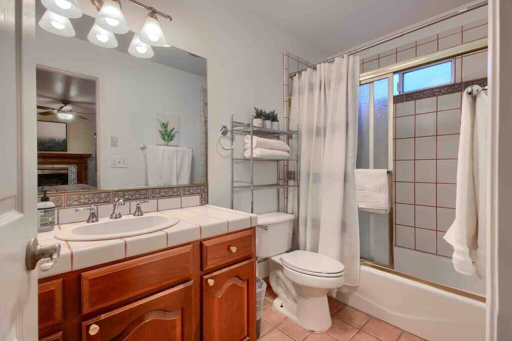 Hair dryer, towels, toilet paper