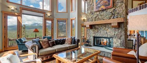 Smart TV, fireplace, table football, books