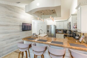 Fridge, microwave, oven, stovetop - Private Brandon Oasis  Family home w/ Full outdoor kitchen & Bar+ Game room 
   (Brandon, FL)
