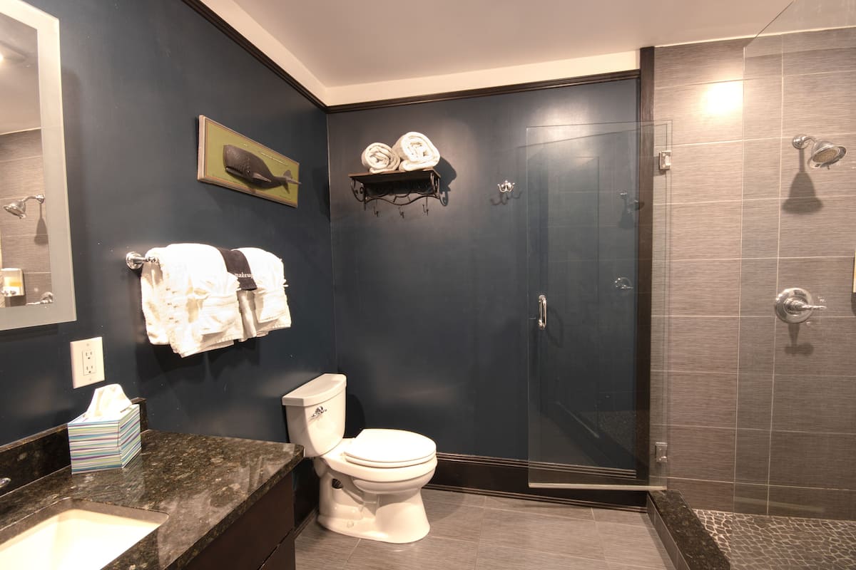Chambre Deluxe, 2 lits doubles | Salle de bain | Articles de toilette gratuits, sèche-cheveux, serviettes fournies, savon