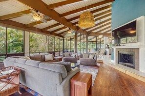 TV, fireplace, ping pong