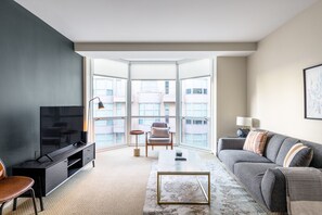 TV, stereo - Modern 2BR in Penn Quarter w/ Pool + large garden, near metro by Blueground (Washington, D.C.)