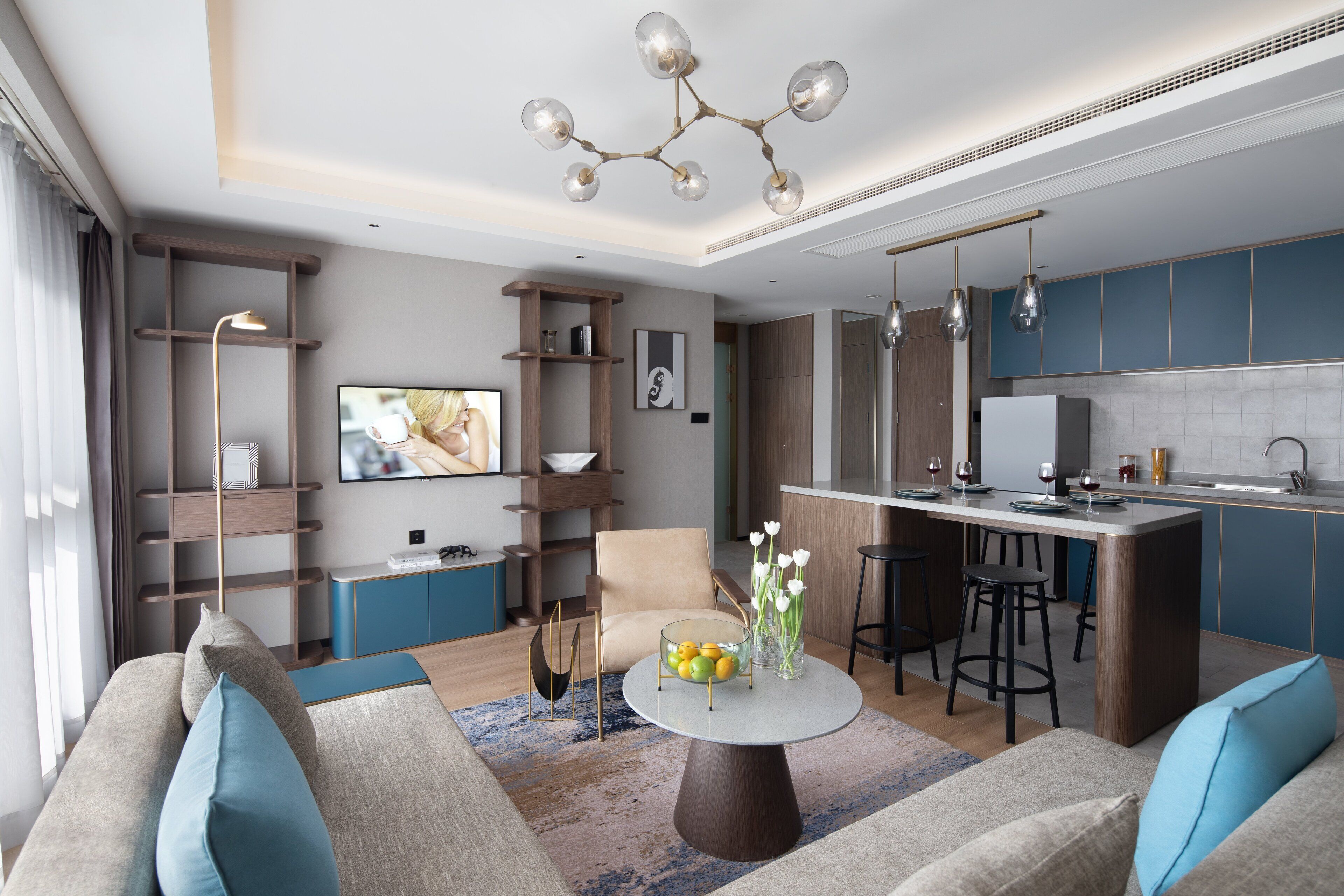 Deluxe Room, 2 Bedrooms | Living area | 43-inch Smart TV with digital channels, TV