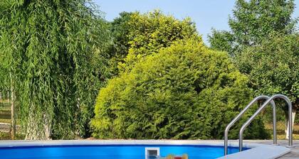 Country house with swimming pool surrounded by pure nature