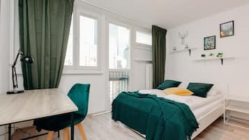 Individually decorated, individually furnished, desk, laptop workspace