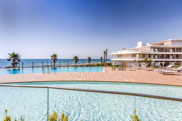 An infinity pool, a heated pool