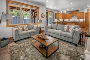 Smart TV, fireplace, ping pong