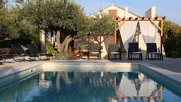 Villa (Three Bedroom Villa with Swimming Poo) | Pool | Seasonal outdoor pool, sun loungers