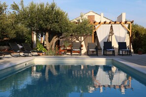 Villa (Three Bedroom Villa with Swimming Poo) | Pool | Seasonal outdoor pool, sun loungers - Stone Villa Olea (Supetar)