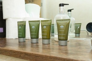 Douche, séchoir à cheveux, serviettes fournies, shampooing