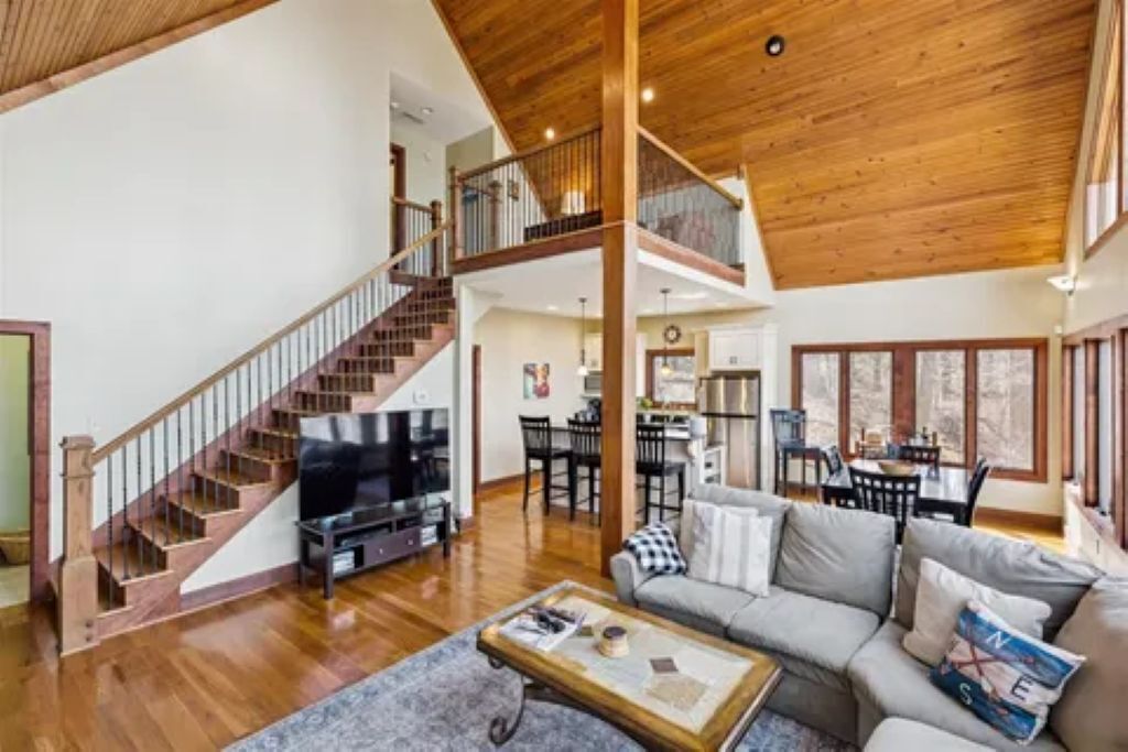 Smart TV, fireplace, DVD player, books