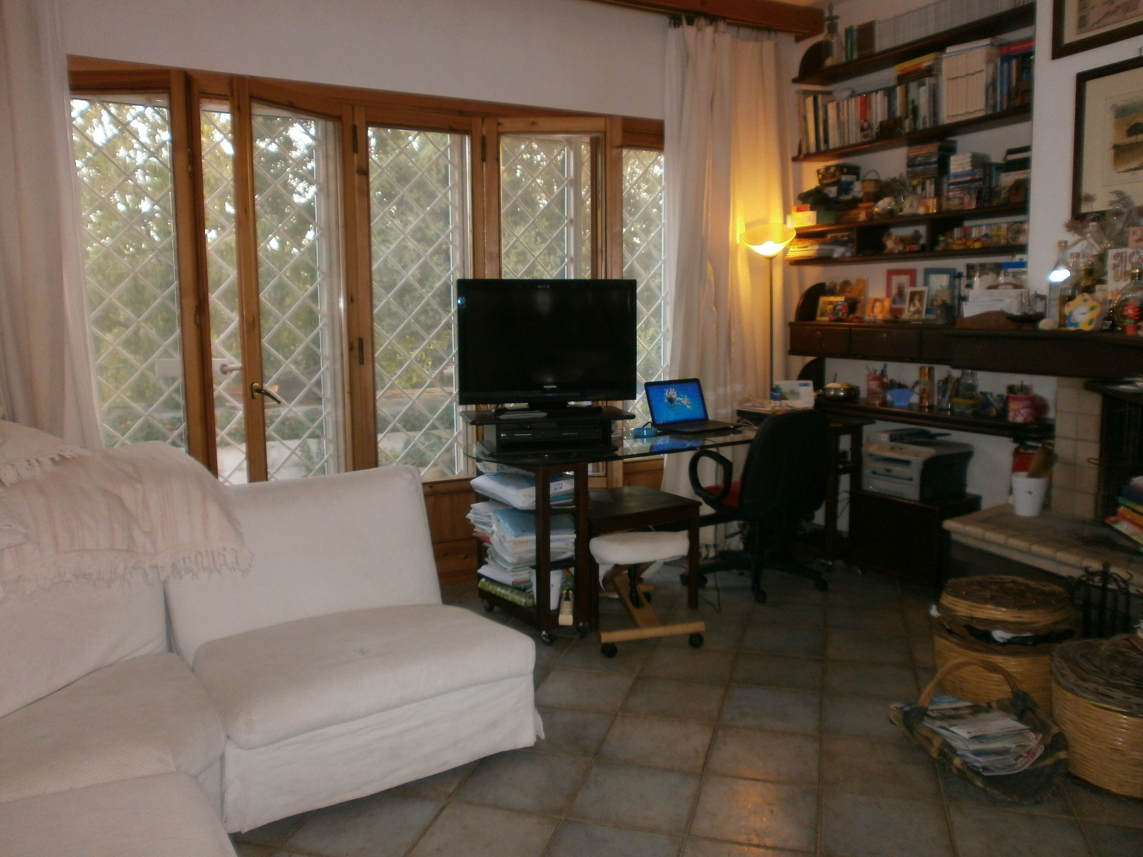 TV, fireplace, DVD player, books