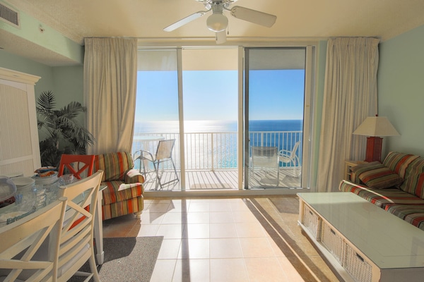 Living Room with Oceanfront Balcony!