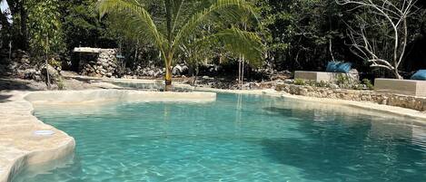 Outdoor pool, pool loungers