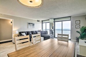 TV, books, stereo - Balcony + Resort Perks: Beachfront Ocean City Gem (Ocean City)