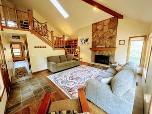 Smart TV, fireplace, video games, table football