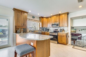 Fridge, microwave, stovetop, dishwasher - Spacious Canalfront Home w/ Pool ~ 1/2 Mi to Beach (Hudson)
