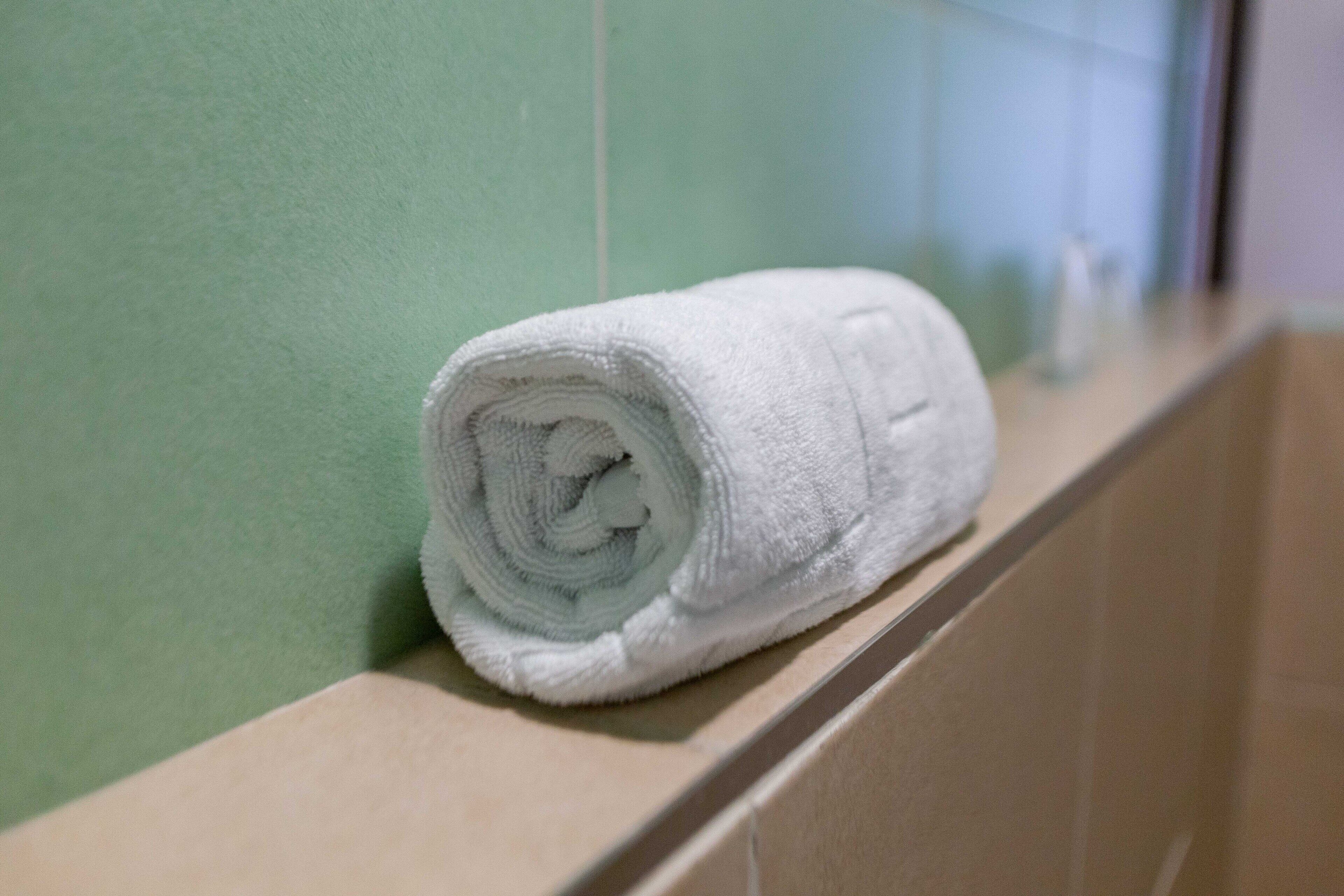 shower, towels, soap, shampoo