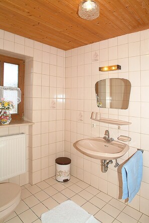 Tweepersoonskamer | Badkamer | Een douche, een haardroger