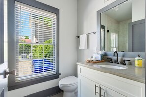 Hair dryer, soap, shampoo, toilet paper