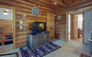 Smart TV, fireplace, video games, DVD player