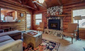 Smart TV, fireplace, video games, DVD player