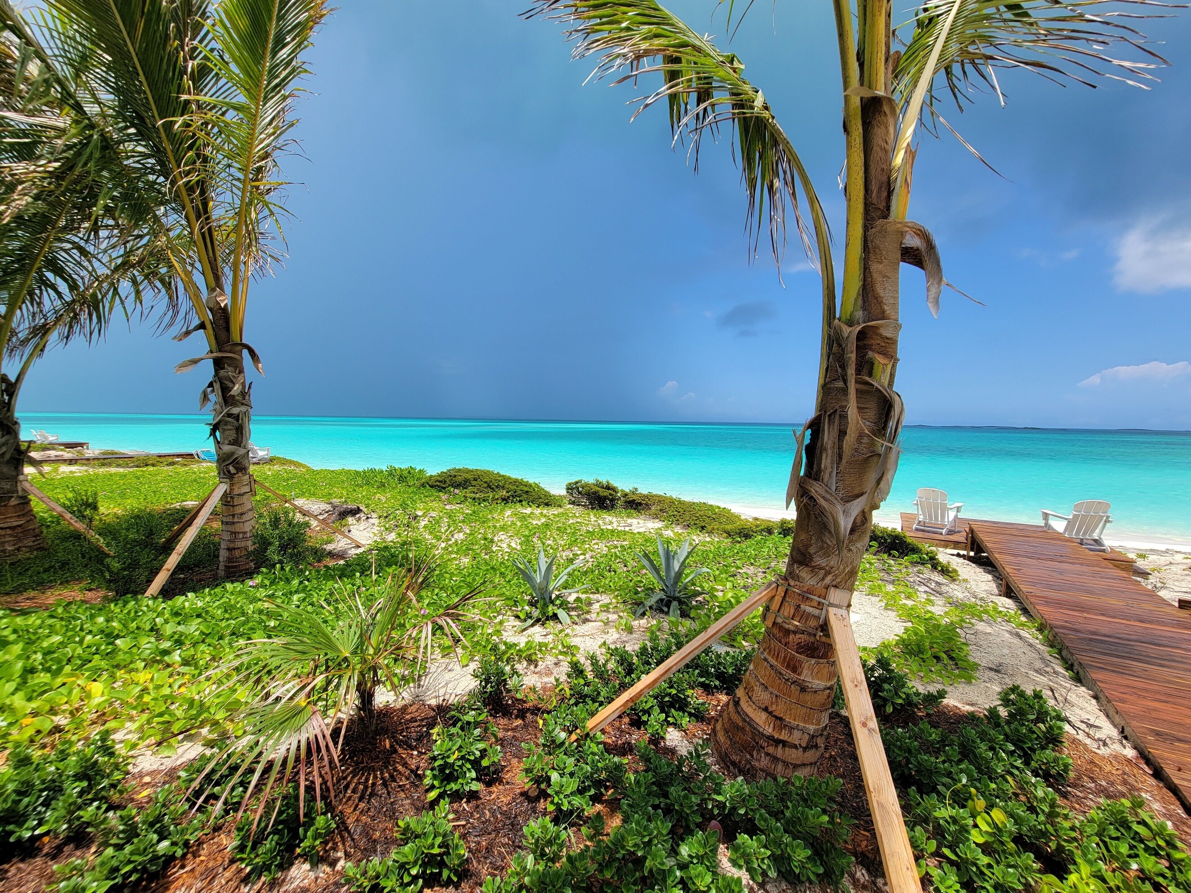 Plage, chaises longues, serviettes de plage