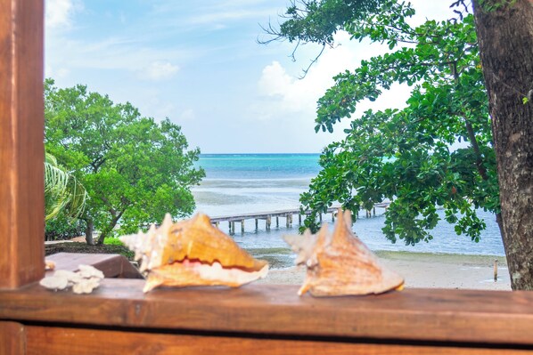On the beach, beach towels - Beachfront Casita with Spectacular Ocean views in Roatan! (Punta Blanca)