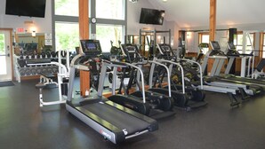 A gym with treadmills, weight machines, and dumbbells. - Condo < 1mi. from Mt. Snow / Free Shuttle (West Dover)