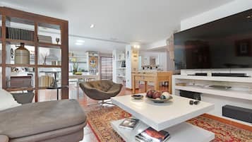 TV, DVD player, stereo