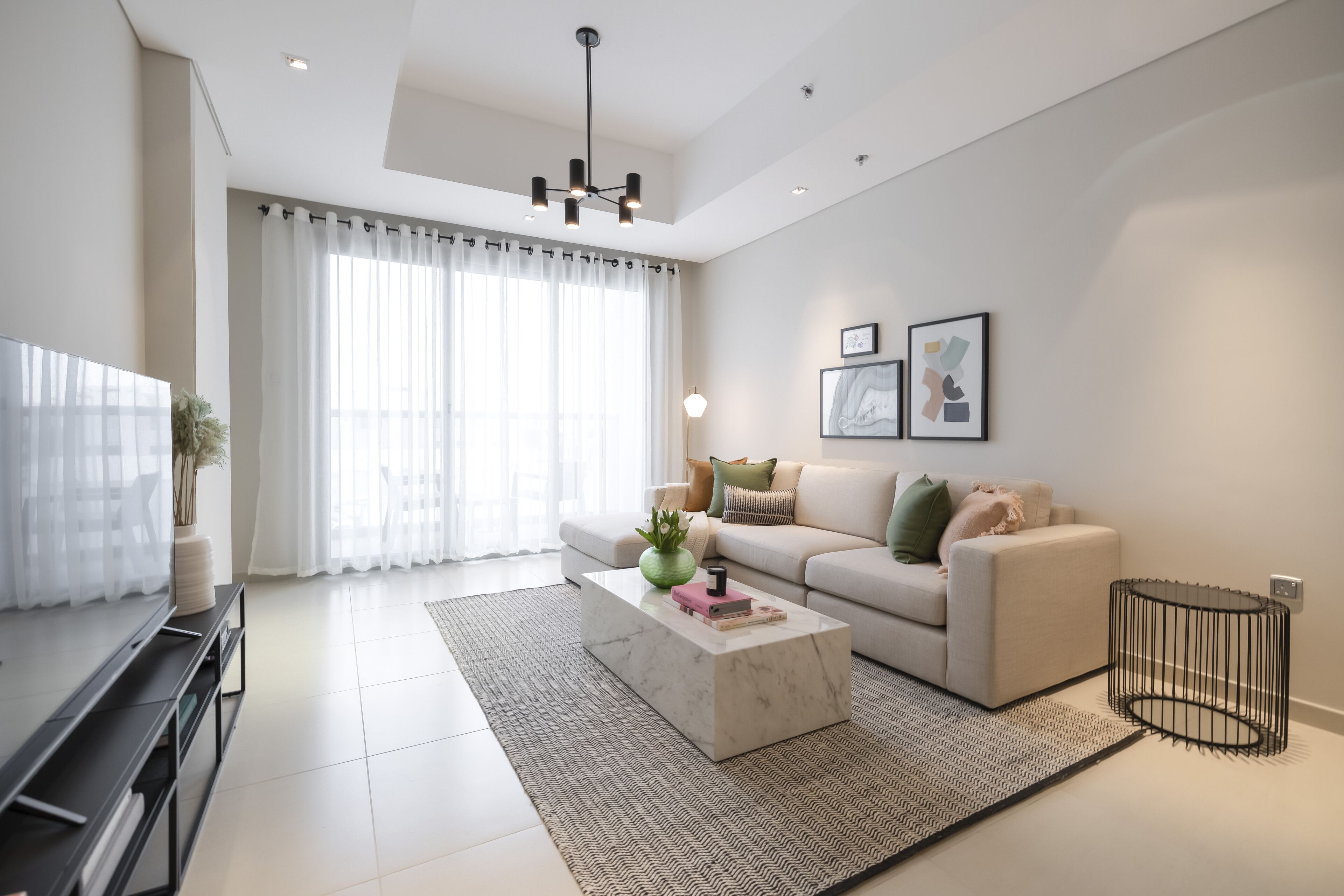 Superior Apartment, 2 Bedrooms, Courtyard View | Living area | 50-inch Smart TV with cable channels, TV