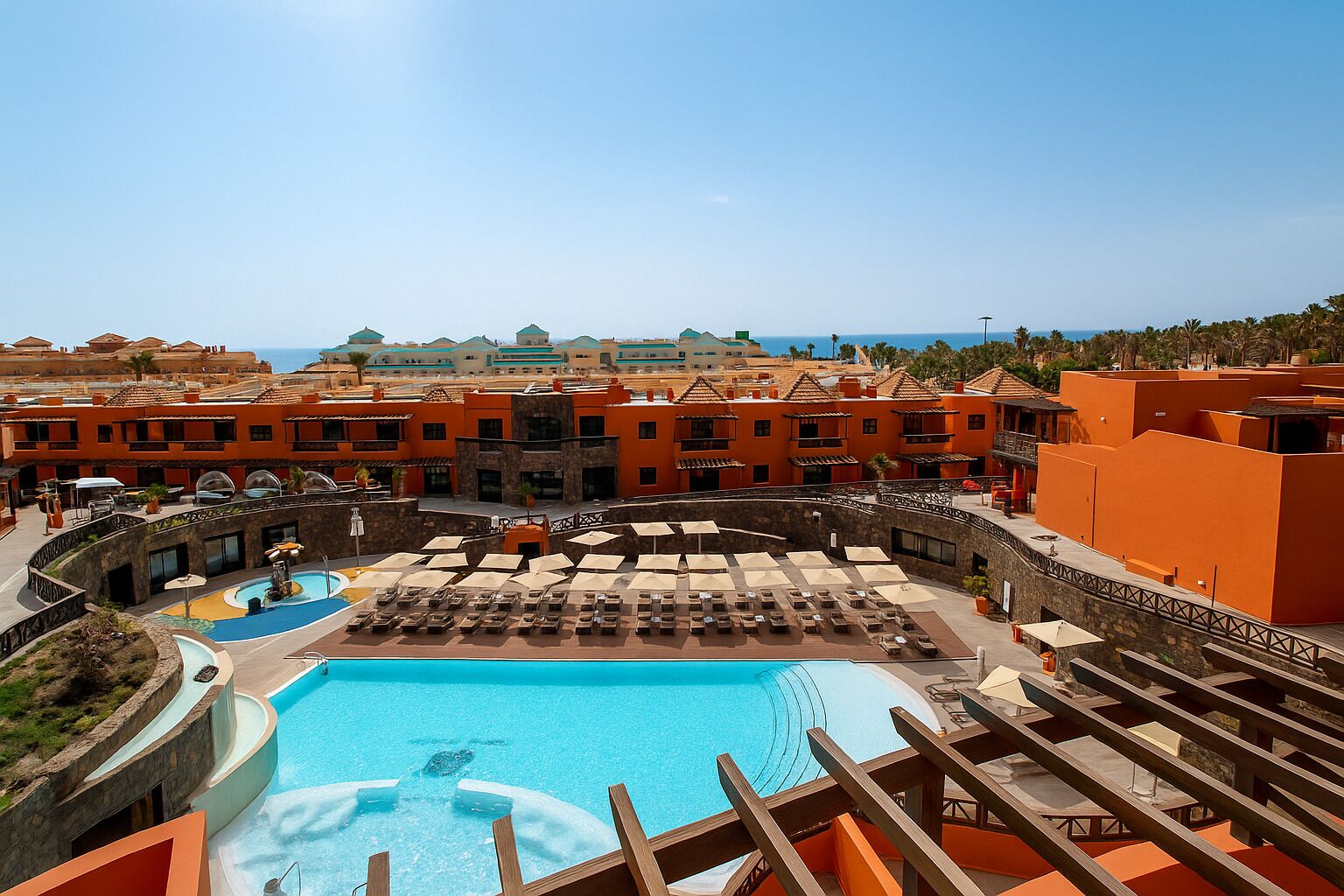 2 outdoor pools, open 10:00 am to 6:00 pm, pool umbrellas, pool loungers