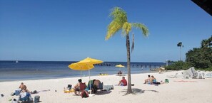 Playa en los alrededores, camastros y toallas de playa 