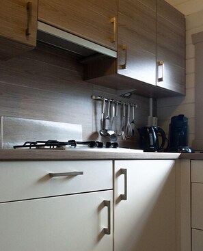 Fridge, microwave, dishwasher, coffee/tea maker