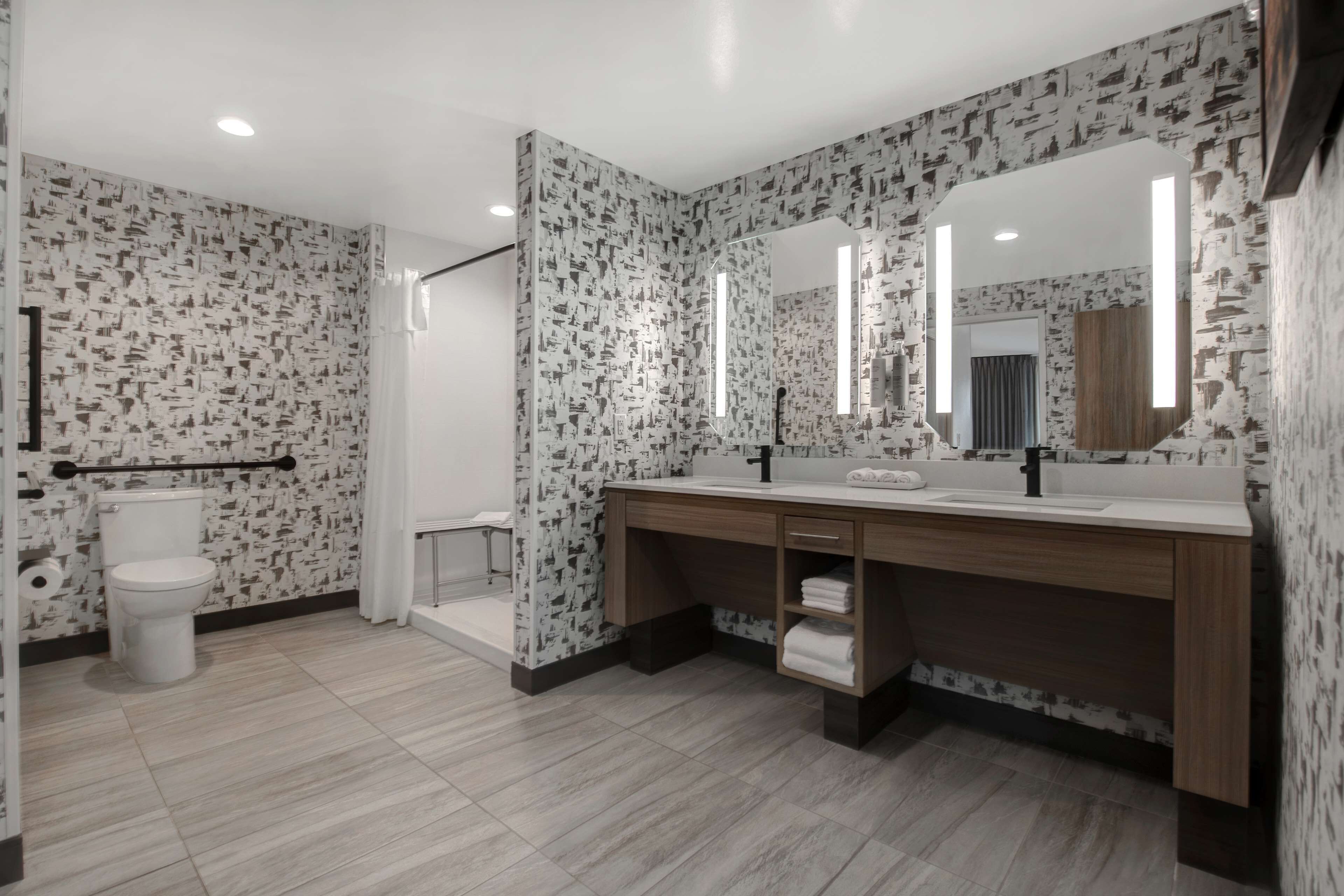 suite, 1 king bed, accessible (mobility & hearing, roll-in shower) | bathroom shower