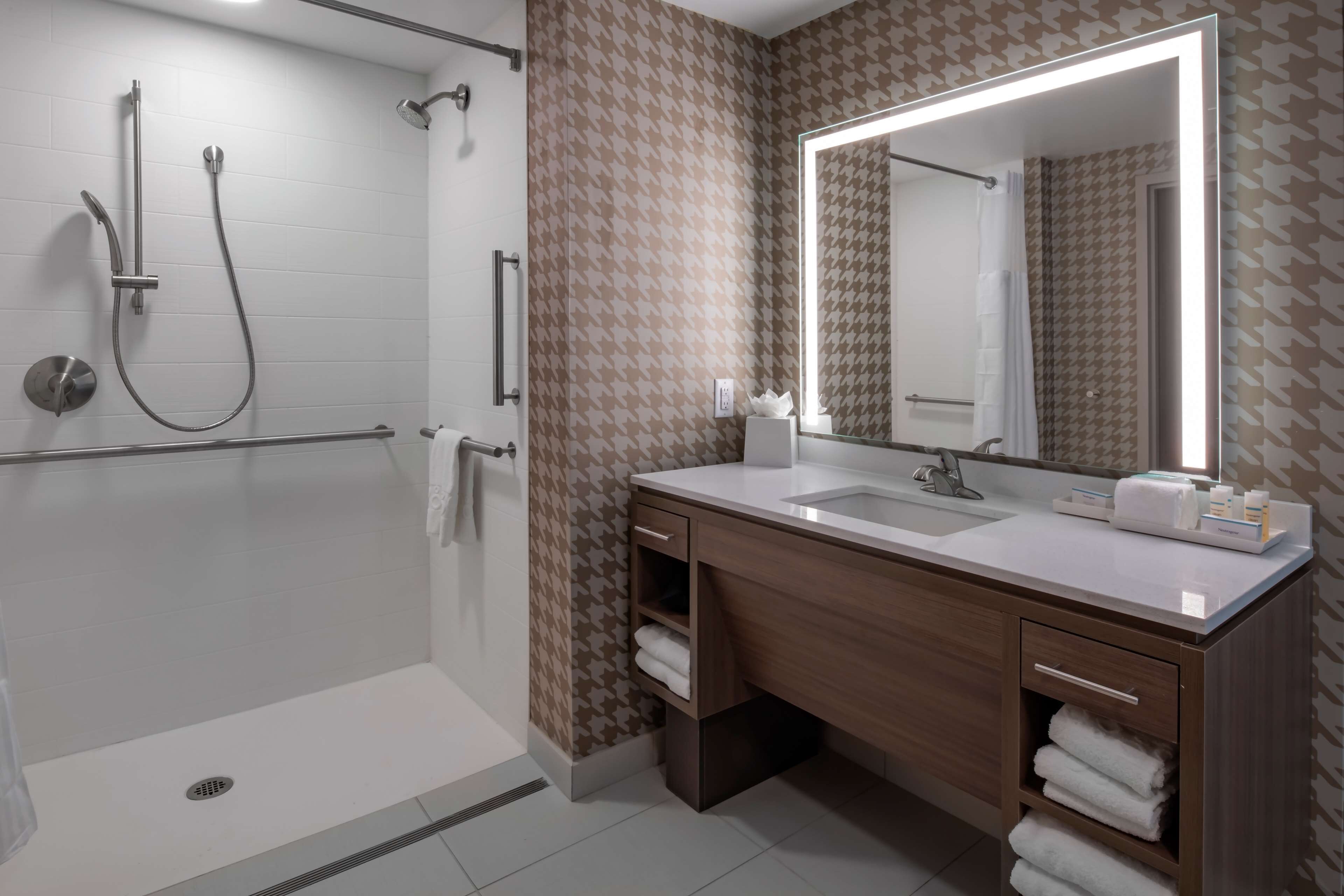 suite, 1 king bed, accessible (hearing) | bathroom shower