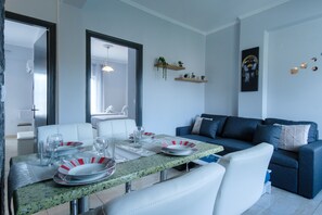 Apartment, Sea View | Living area | Flat-screen TV - Akis Villa Studios & Apartments with Pool (Corfu)