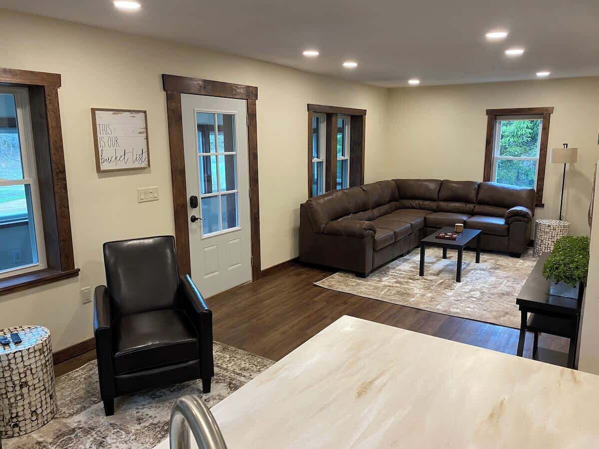 TV, foosball, books, offices