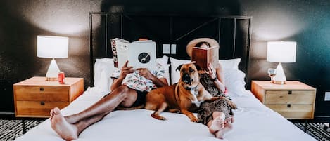 Premium bedding, Tempur-Pedic beds, blackout curtains