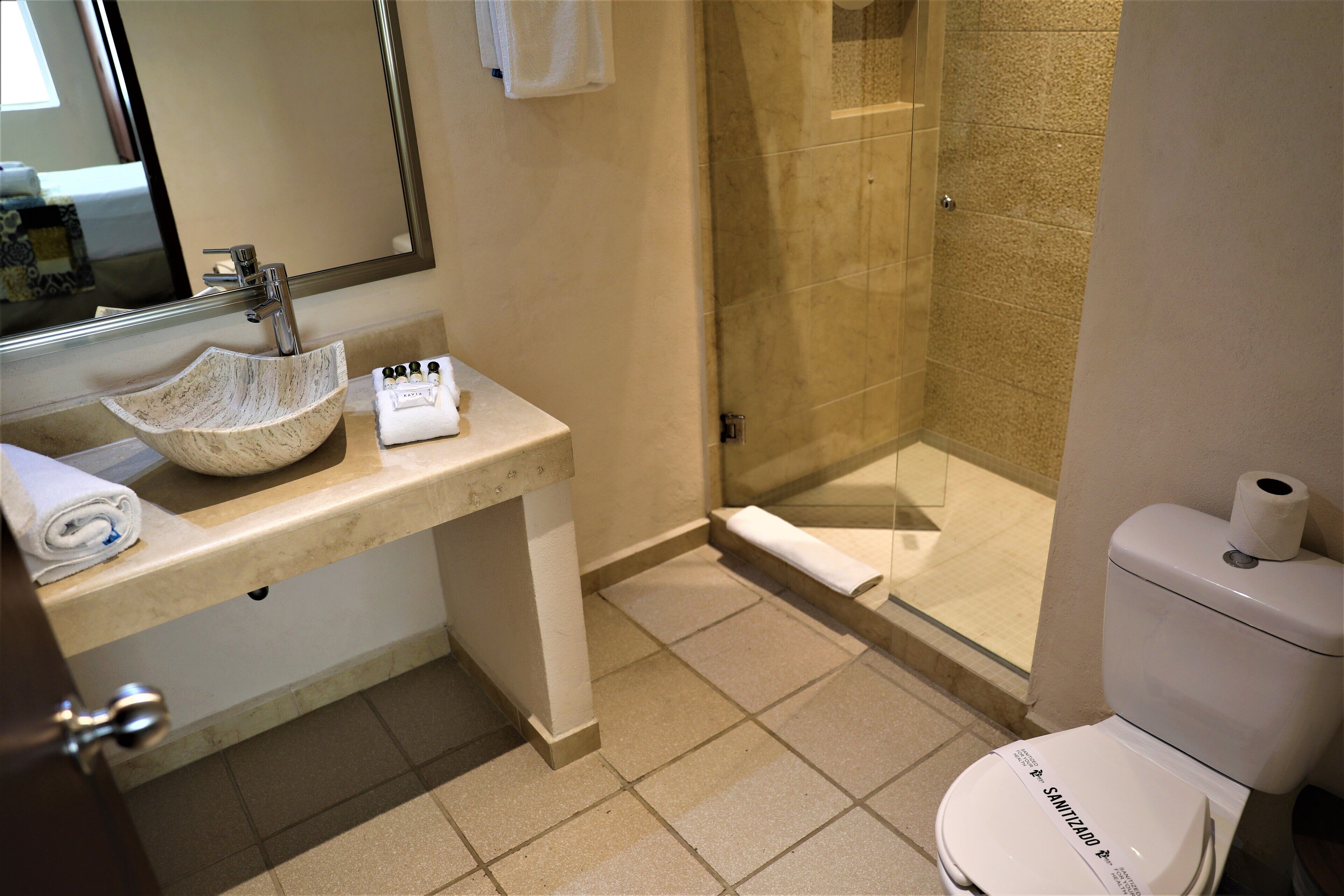 family room | bathroom | shower, towels, soap, shampoo