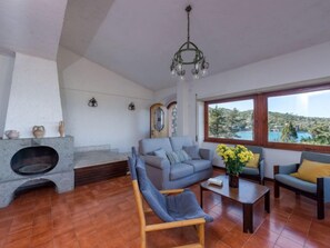 TV, fireplace