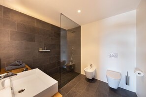 Douche, sèche-cheveux, serviettes fournies