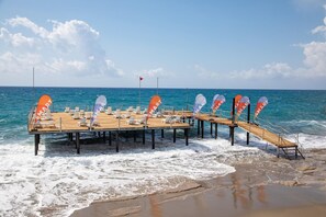 Private beach, sun-loungers, beach umbrellas, beach towels