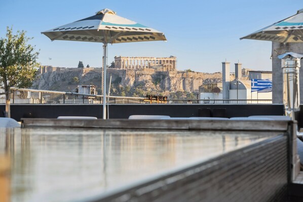 Outdoor pool, open 10:00 AM to 7:00 PM, pool umbrellas - Skylark, Aluma Hotel & Resort (Athens)