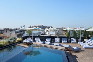 Outdoor pool, open 10:00 AM to 7:00 PM, pool umbrellas - Skylark, Aluma Hotel & Resort (Athens)