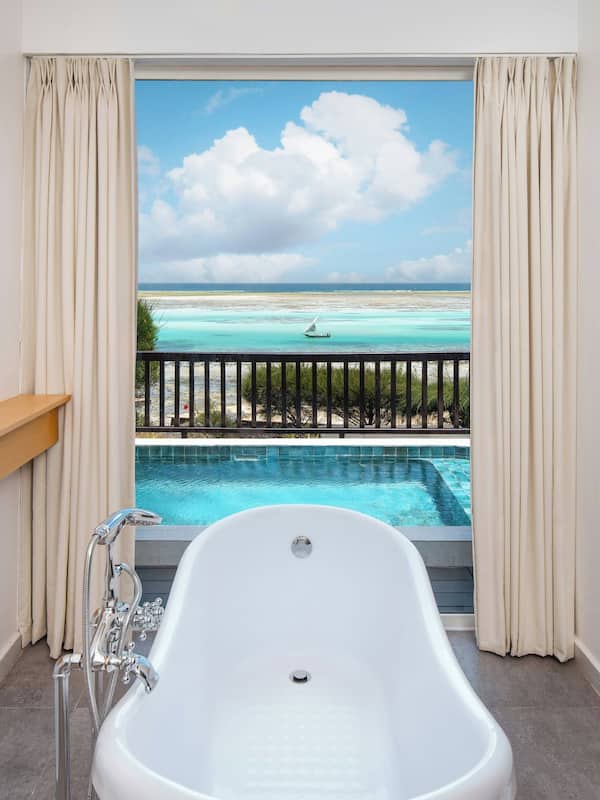 Villa, 1 Bedroom, Non Smoking, Ocean View (Balcony) | Bathroom | Separate tub and shower, rainfall showerhead, hair dryer, bathrobes