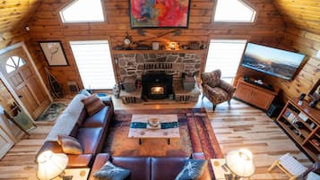 Smart TV, fireplace, video games, DVD player