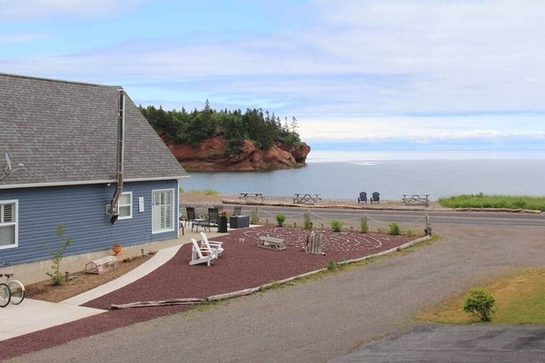 View from deck - The sea caves, Mac beach. South east view
