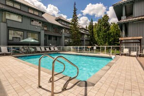 Outdoor pool, a heated pool - Sprawling Corner Condo, Amazing 1st floor deck, Ski in/out, Sleeps 4 (Whistler)